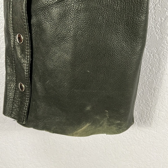 Power Trip Black Leather Motorcycle Chaps Size M - Picture 5 of 9